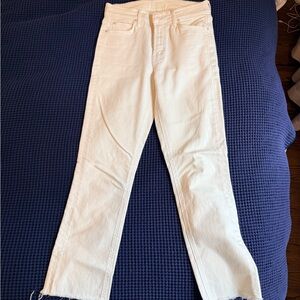 MOTHER Straight Leg Cream Jeans